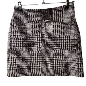 Line & Dot Wool Blend Fully Lined Mini Skirt